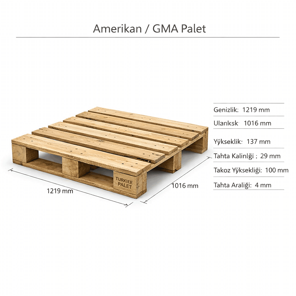 1219 × 1016 Amerikan Palet (GMA) Nedir? Ahşap Palet Özellikleri ve Palet Fiyatları