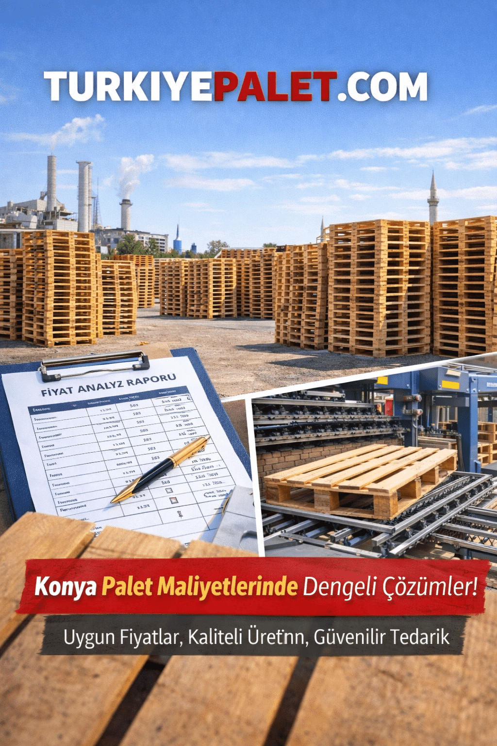 Konya sanayi bölgesinde maliyet hesaplaması yapılan ahşap paletler, fiyat analizi ve üretim süreci ile Türkiye Palet sahası